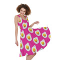 Pink Fried Eggs Pattern Print Sleeveless Knee Length Dress