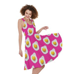 Pink Fried Eggs Pattern Print Women's Sleeveless Dress