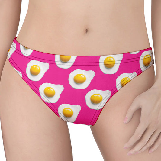 Pink Fried Eggs Pattern Print Women's Thong