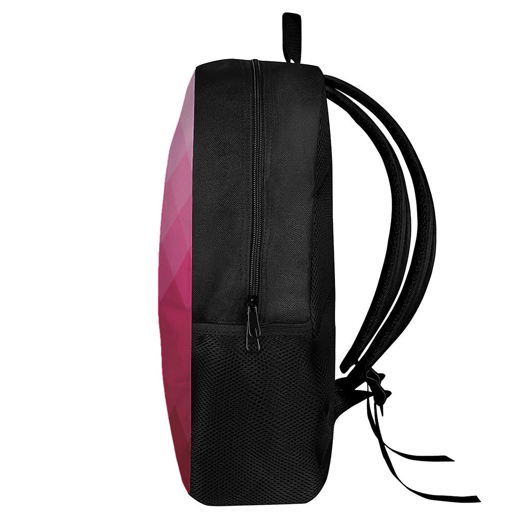 Pink Geometric Square Pattern Print 17 Inch Backpack