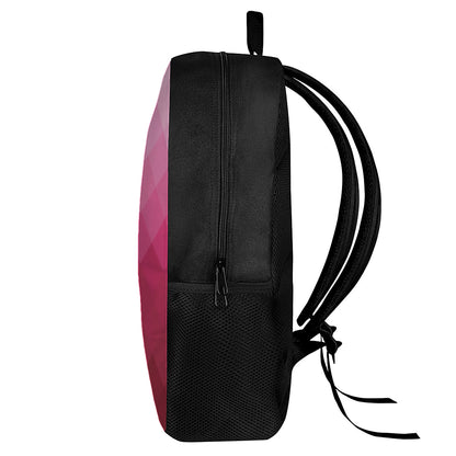 Pink Geometric Square Pattern Print 17 Inch Backpack