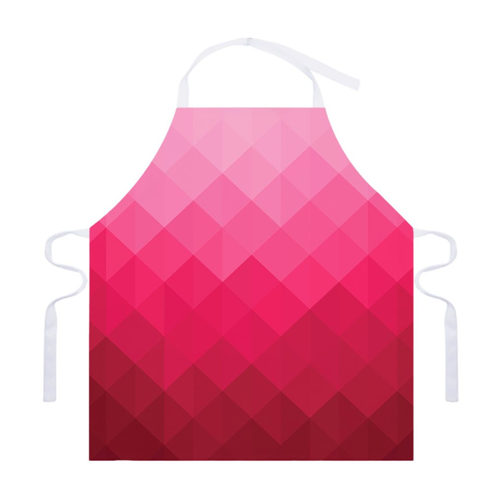 Pink Geometric Square Pattern Print Adjustable Apron