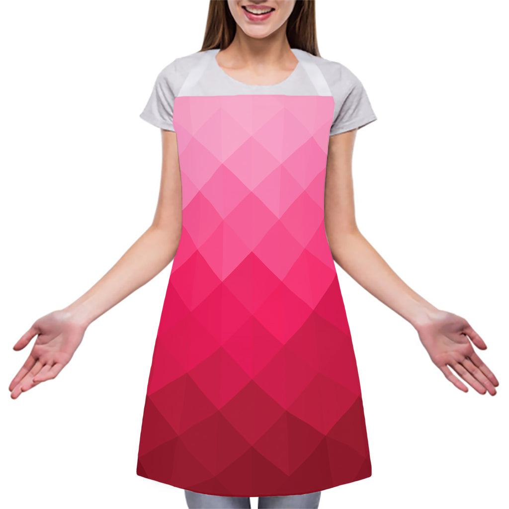Pink Geometric Square Pattern Print Adjustable Apron