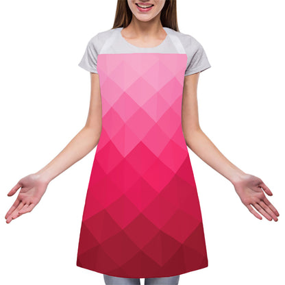 Pink Geometric Square Pattern Print Adjustable Apron
