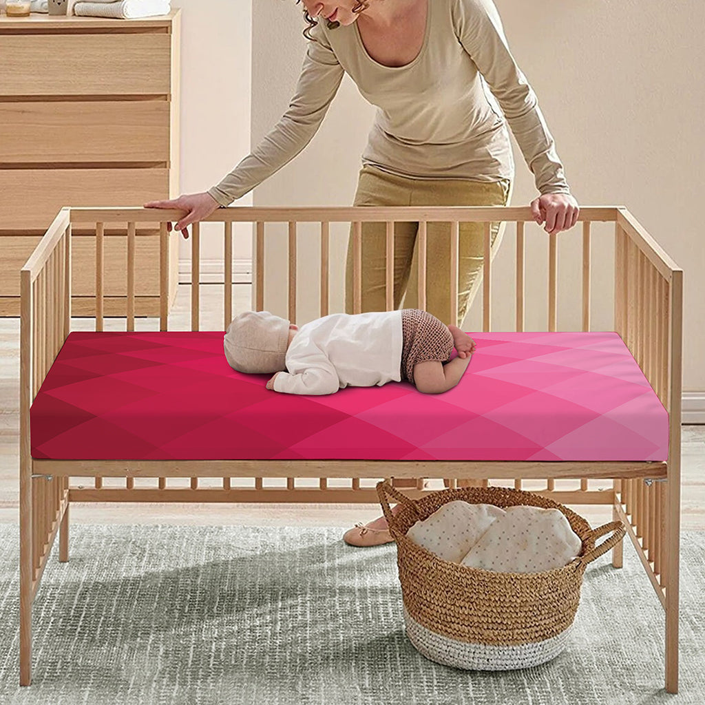 Pink Geometric Square Pattern Print Baby Crib Sheet