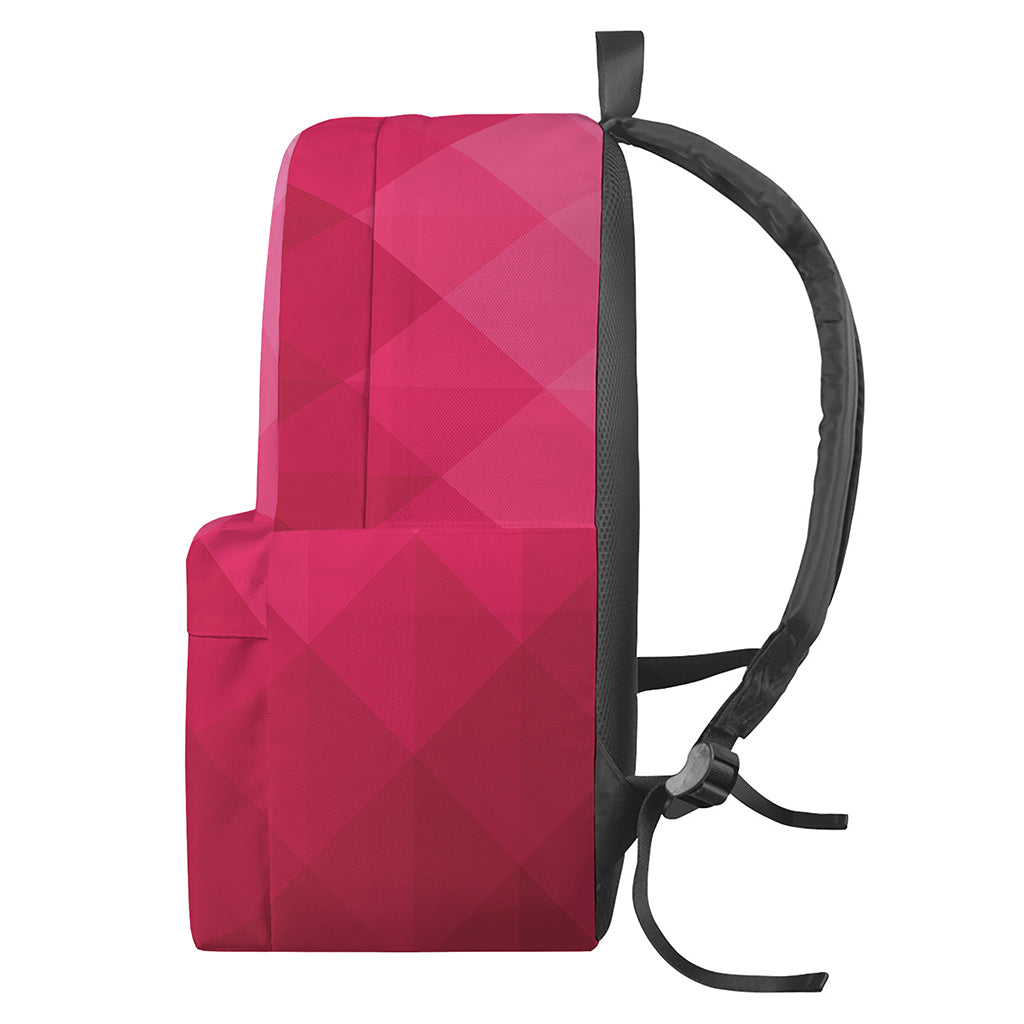 Pink Geometric Square Pattern Print Backpack