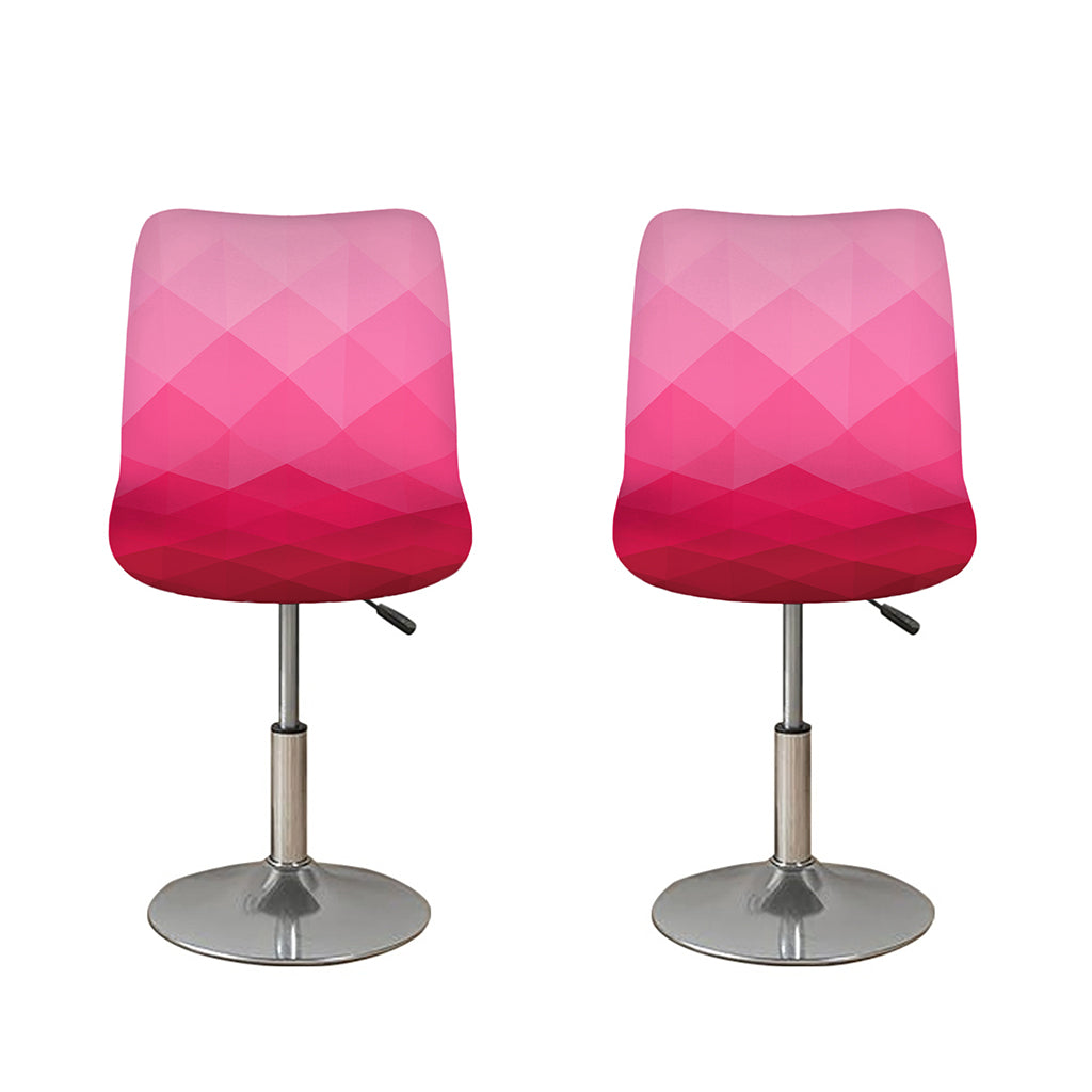 Pink Geometric Square Pattern Print Bar Stool Covers