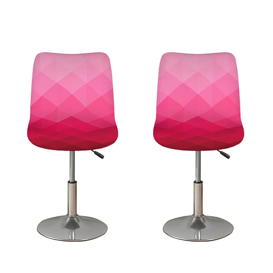 Pink Geometric Square Pattern Print Bar Stool Covers