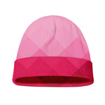 Pink Geometric Square Pattern Print Beanie