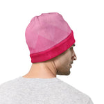 Pink Geometric Square Pattern Print Beanie