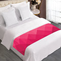Pink Geometric Square Pattern Print Bed Runner