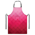 Pink Geometric Square Pattern Print Bib Apron With Pocket
