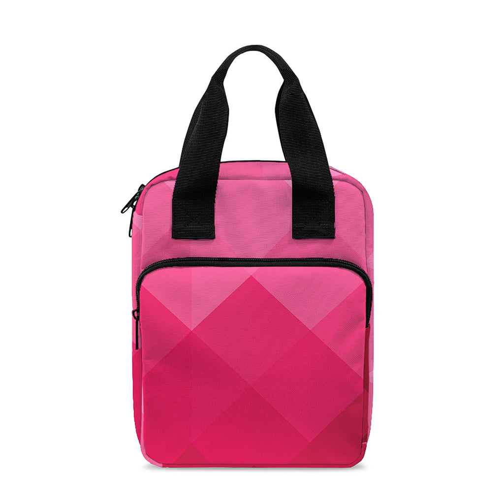 Pink Geometric Square Pattern Print Bible Tote Bag