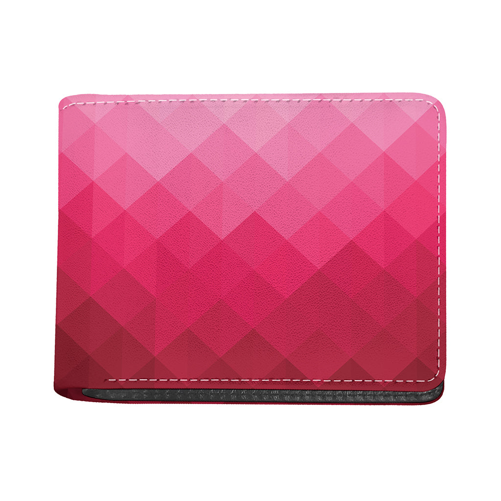 Pink Geometric Square Pattern Print Bifold Wallet