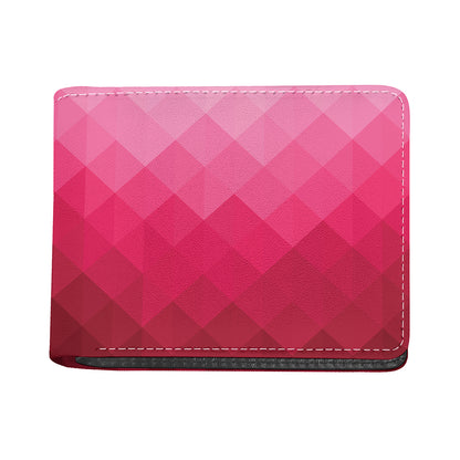 Pink Geometric Square Pattern Print Bifold Wallet