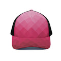 Pink Geometric Square Pattern Print Black Mesh Trucker Hat