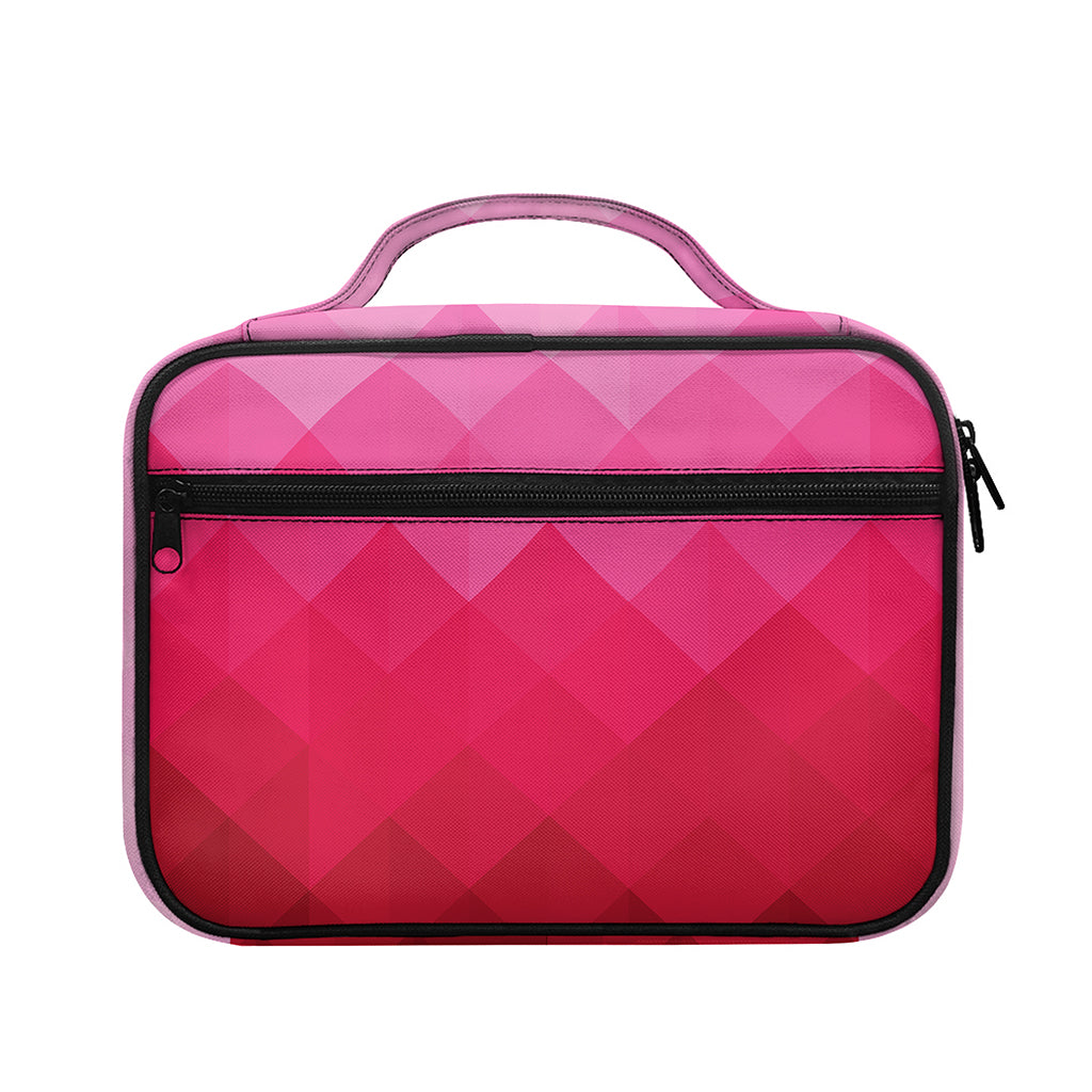Pink Geometric Square Pattern Print Briefcase Bible Bag