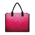 Pink Geometric Square Pattern Print Canvas Tote Bag
