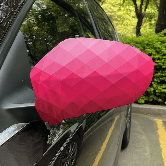 Pink Geometric Square Pattern Print Car Side Mirror Covers
