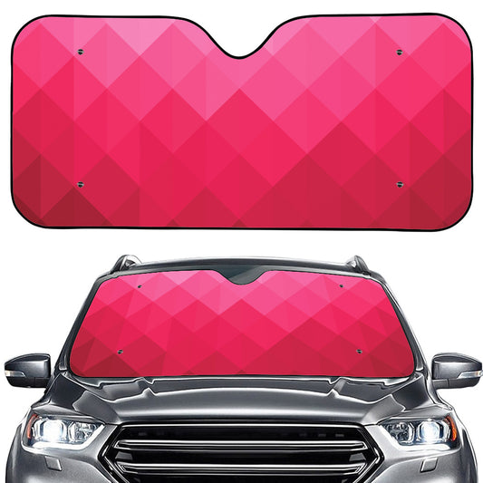 Pink Geometric Square Pattern Print Car Windshield Sun Shade