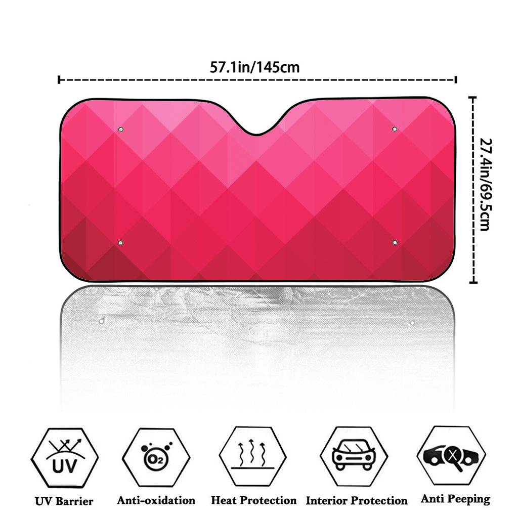 Pink Geometric Square Pattern Print Car Windshield Sun Shade
