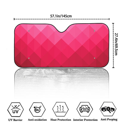 Pink Geometric Square Pattern Print Car Windshield Sun Shade