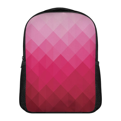 Pink Geometric Square Pattern Print Casual Backpack