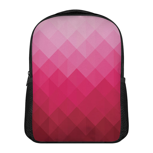 Pink Geometric Square Pattern Print Casual Backpack