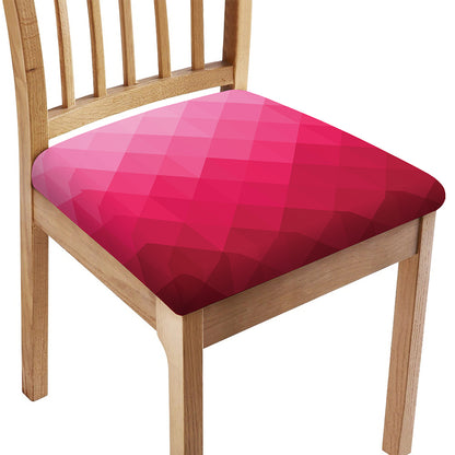 Pink Geometric Square Pattern Print Chair Cushion Cover