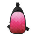Pink Geometric Square Pattern Print Sling Bag