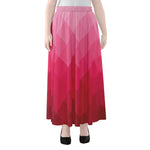 Pink Geometric Square Pattern Print Chiffon Maxi Skirt