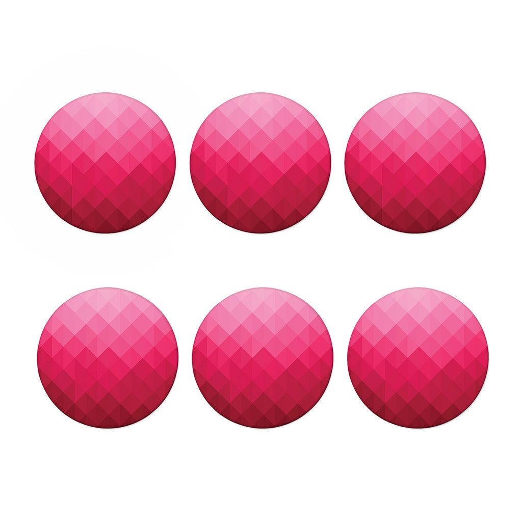 Pink Geometric Square Pattern Print Coaster Set