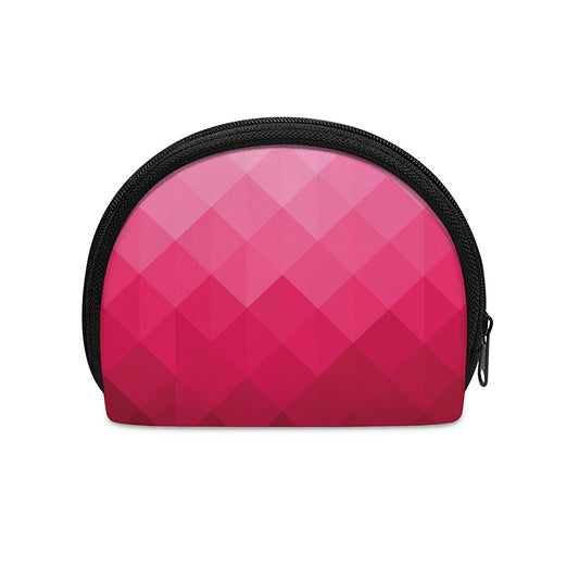 Pink Geometric Square Pattern Print Coin Purse