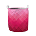 Pink Geometric Square Pattern Print Collapsible Laundry Basket
