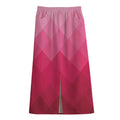 Pink Geometric Square Pattern Print Cotton Front Slit Maxi Skirt