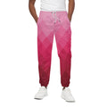 Pink Geometric Square Pattern Print Cotton Sweatpants