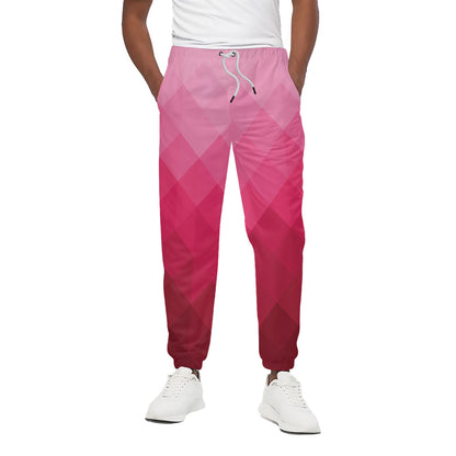 Pink Geometric Square Pattern Print Cotton Pants
