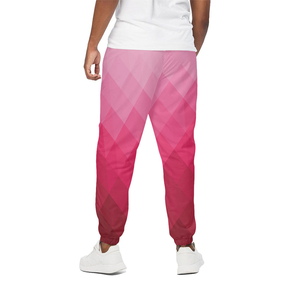 Pink Geometric Square Pattern Print Cotton Pants