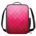 Pink Geometric Square Pattern Print Crossbody Lunch Bag