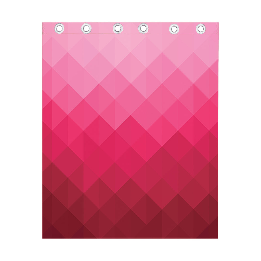 Pink Geometric Square Pattern Print Curtain