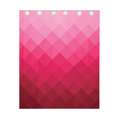 Pink Geometric Square Pattern Print Curtain