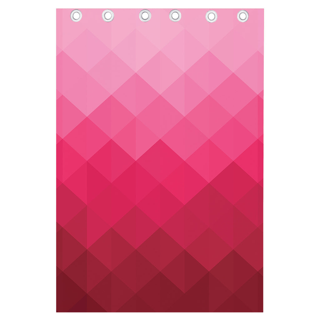 Pink Geometric Square Pattern Print Curtain