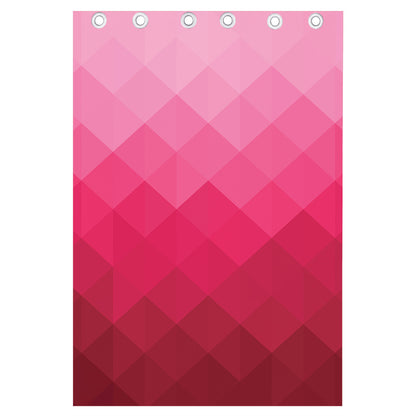 Pink Geometric Square Pattern Print Curtain