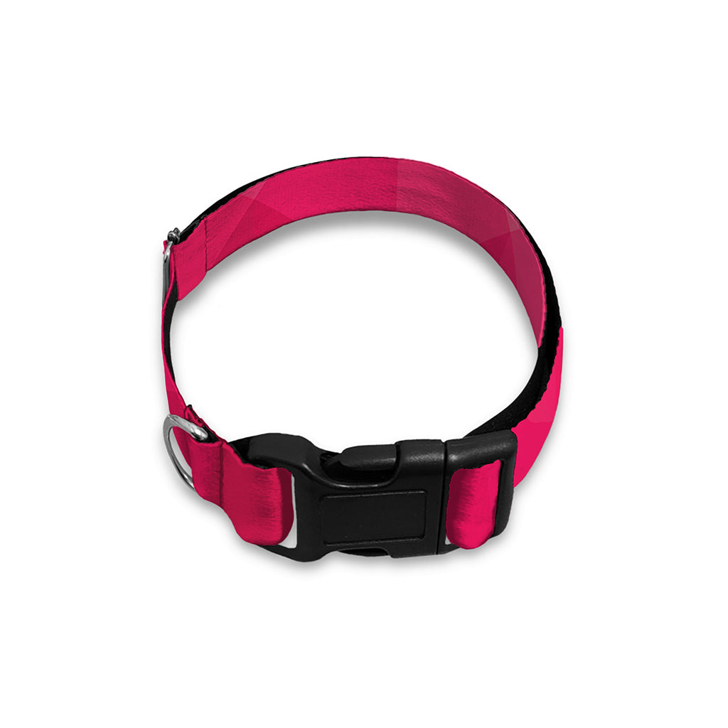 Pink Geometric Square Pattern Print Dog Collar