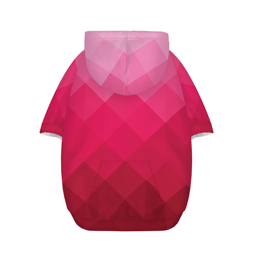 Pink Geometric Square Pattern Print Dog Zip Up Hoodie