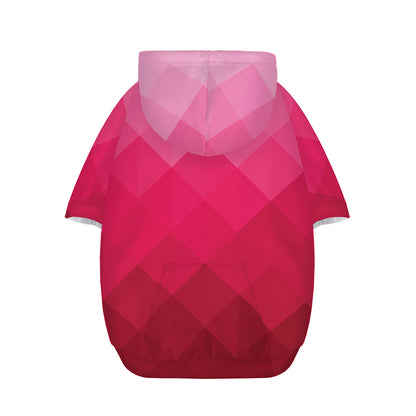 Pink Geometric Square Pattern Print Dog Zip Up Hoodie