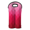 Pink Geometric Square Pattern Print Double Neoprene Wine Tote