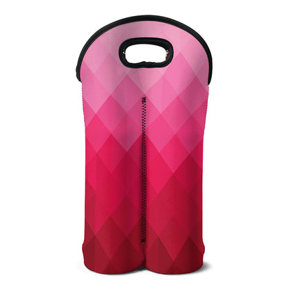 Pink Geometric Square Pattern Print Double Neoprene Wine Tote