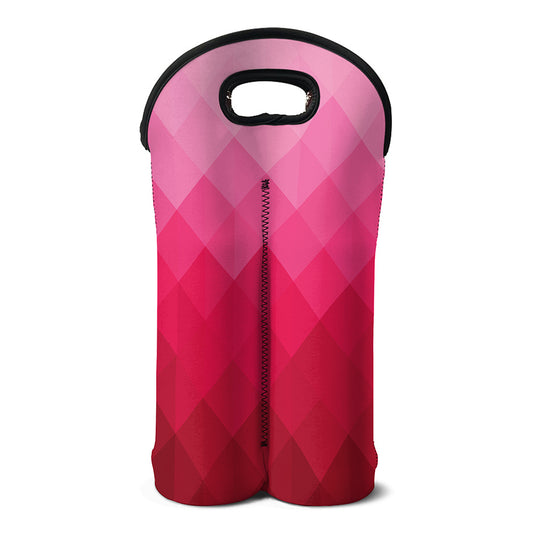 Pink Geometric Square Pattern Print Double Neoprene Wine Tote