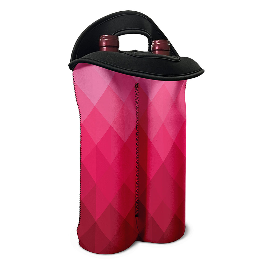 Pink Geometric Square Pattern Print Double Neoprene Wine Tote